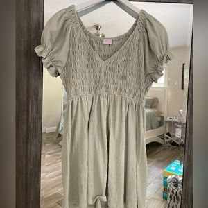 Pink Lilly Sage Green Smocked Dress